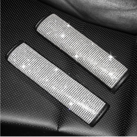 2 Bling Rhinestone Seatbelt Covers - Picture 4 of 8